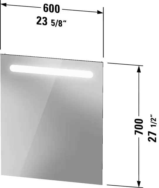 Duravit No.1 Speil m/LED-Lys 600x700 mm, Hvit Matt 