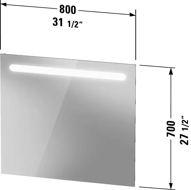 Duravit No.1 Speil m/LED-Lys 800x700 mm, Hvit Matt 