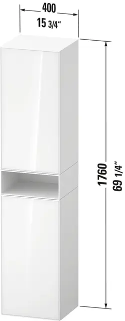 Duravit Zencha Høyskap, 2 Dører 400x360 mm, Venstre, SortEik/Grafitt 