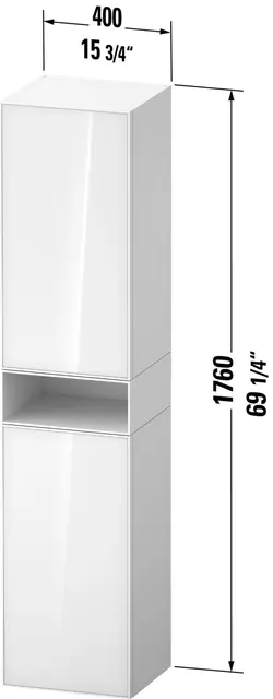 Duravit Zencha Høyskap, 2 Dører 400x360 mm, Venstre, SortEik/Grafitt 