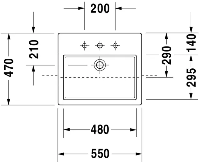 Duravit Vero Servant for frembygging 550x470 mm, u/bl.hull, m/overløp, Hvit 