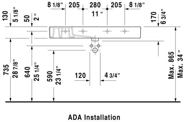 Duravit Vero Møbelservant 1050x490 mm, u/bl.hull, u/o.l, Hvit m/WG 