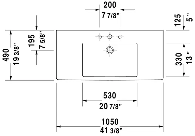 Duravit Vero Møbelservant 1050x490 mm, u/bl.hull, u/o.l, Hvit m/WG 