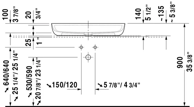 Duravit Luv Toppmontert servant 800x400 mm, 1 bl.hull, u/o.l, Hvit m/WG 
