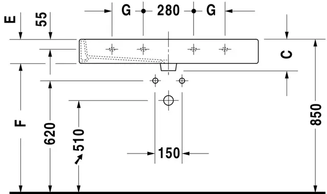 Duravit Vero Toppmontert servant 1200x470 mm, u/bl.hull, u/overløp, Hvit 