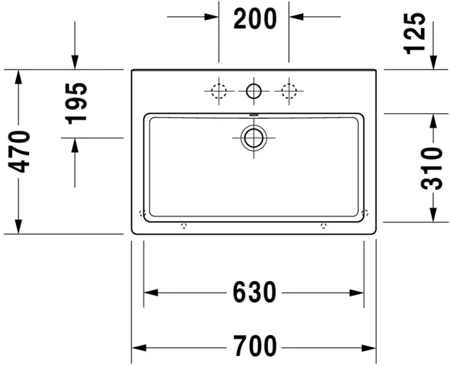 Duravit Vero Møbelservant 700x470 mm, 1 bl.hull, u/o.l, Hvit m/WG 