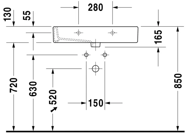 Duravit Vero Møbelservant 700x470 mm, 1 bl.hull, u/o.l, Hvit m/WG 