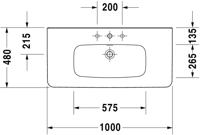 Duravit DuraStyle Møbelservant 1000x480 mm, 1 bl.hull, u/o.l, Hvit m/WG 