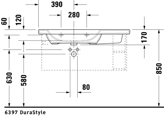 Duravit DuraStyle Møbelservant 1000x480 mm, 1 bl.hull, u/overløp, Hvit 