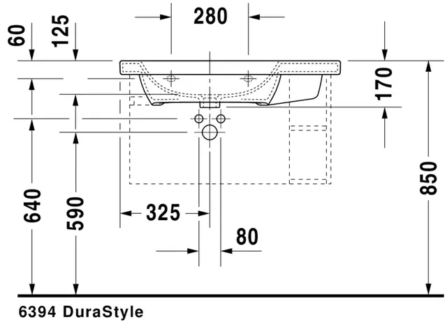 Duravit DuraStyle Møbelservant 800x480 mm, 1 bl.hull, m/o.l, Hvit m/WG 