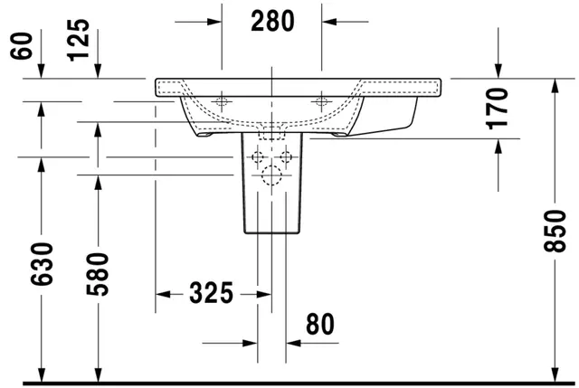 Duravit DuraStyle Møbelservant 800x480 mm, 1 bl.hull, m/o.l, Hvit m/WG 