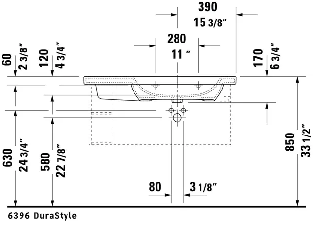 Duravit DuraStyle Møbelservant 1000x480 mm, 1 bl.hull, u/o.l, Hvit m/WG 