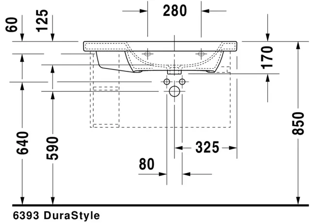 Duravit DuraStyle Møbelservant 800x480 mm, 1 bl.hull, m/o.l, Hvit m/WG 