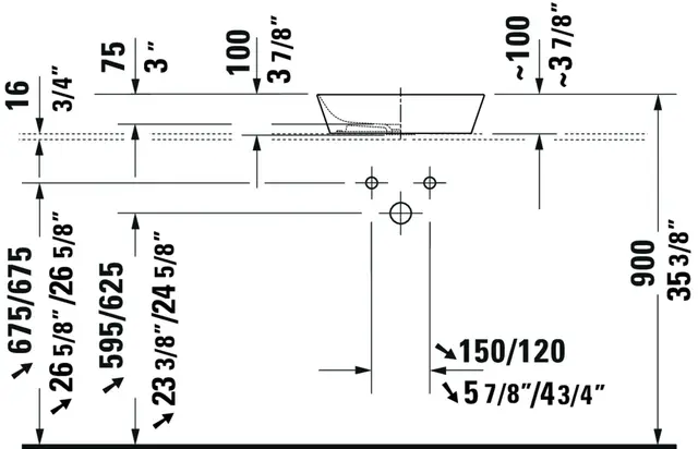 Duravit Cape Cod Toppmontert servant 430x430 mm, u/bl.hull, u/o.l, Hvit m/WG 