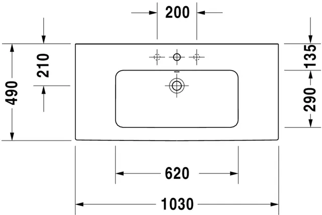 Duravit Me By Starck Møbelservant 1030x490 mm, u/bl.hull, m/o.l, Hvit m/WG 