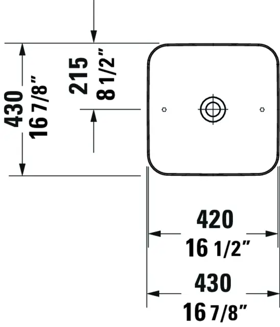 Duravit Cape Cod Toppmontert servant 430x430 mm, u/bl.hull, u/overløp, Hvit 