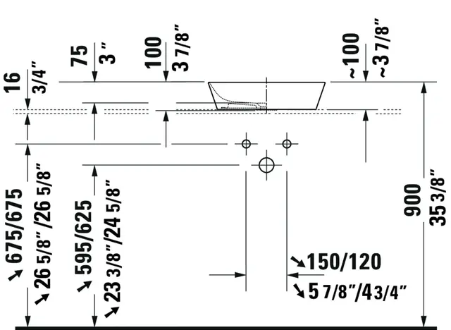 Duravit Cape Cod Toppmontert servant 430x430 mm, u/bl.hull, u/overløp, Hvit 