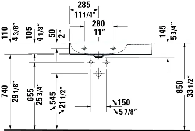 Duravit DuraSquare Møbelservant 800x470 mm, u/bl.hull, u/overløp, Hvit 