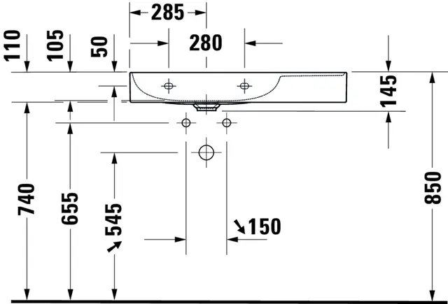 Duravit DuraSquare Møbelservant 800x470 mm, u/bl.hull, u/overløp, Hvit 