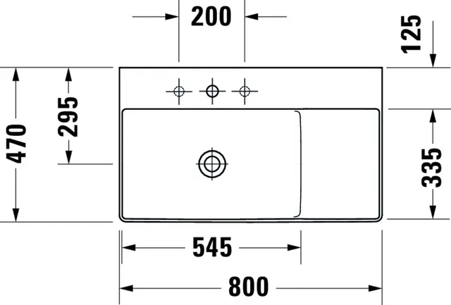 Duravit DuraSquare Møbelservant 800x470 mm, u/bl.hull, u/overløp, Hvit 