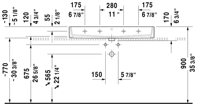 Duravit Vero Air Møbelservant 1000x470 mm, 1 bl.hull, u/overløp, Hvit 