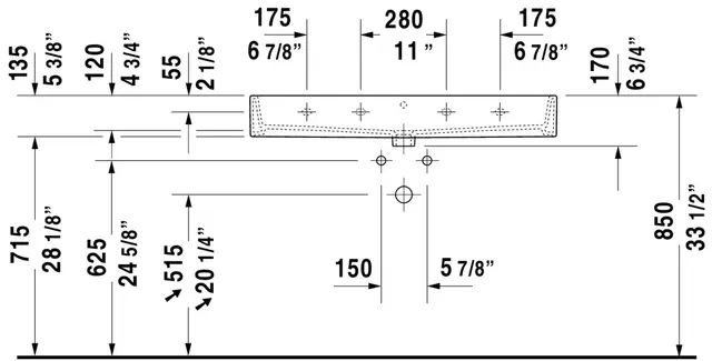 Duravit Vero Air Møbelservant 1000x470 mm, 1 bl.hull, u/overløp, Hvit 