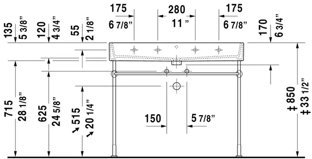 Duravit Vero Air Møbelservant 1000x470 mm, 1 bl.hull, u/overløp, Hvit 