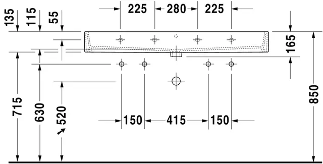 Duravit Vero Air Møbelservant 1200x470 mm, 1 bl.hull, u/overløp, Hvit 