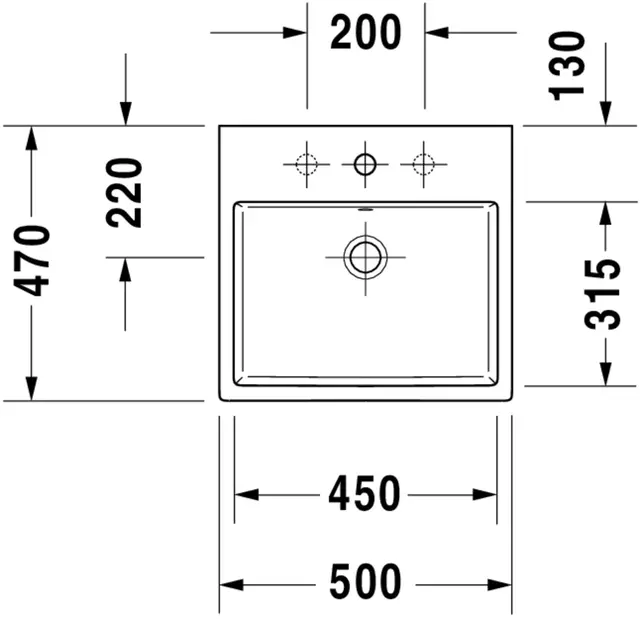 Duravit Vero Air Møbelservant 500x470 mm, 1 bl.hull, u/o.l, Hvit m/WG 