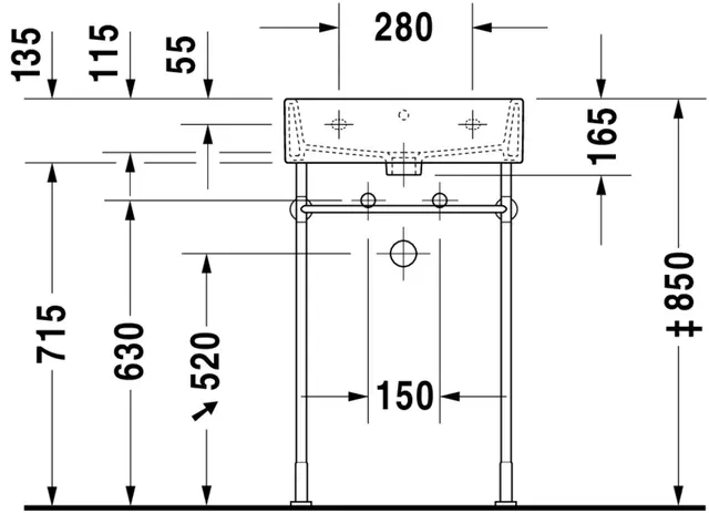 Duravit Vero Air Møbelservant 500x470 mm, 1 bl.hull, u/o.l, Hvit m/WG 