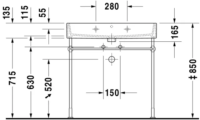 Duravit Vero Air Møbelservant 800x470 mm, u/bl.hull, u/o.l, Hvit m/WG 