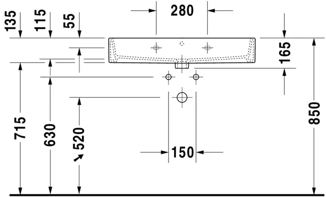 Duravit Vero Air Møbelservant 800x470 mm, u/bl.hull, u/o.l, Hvit m/WG 