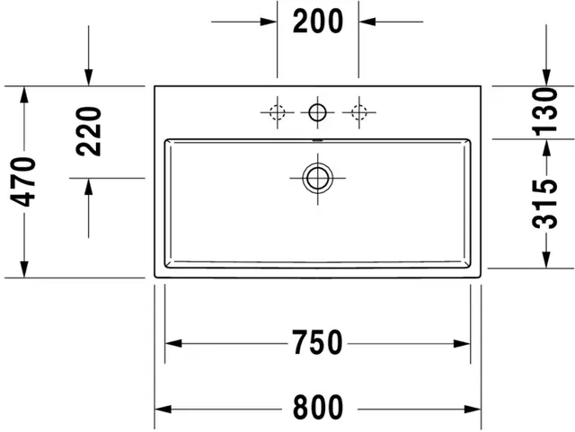 Duravit Vero Air Møbelservant 800x470 mm, 1 bl.hull, u/o.l, Hvit m/WG 