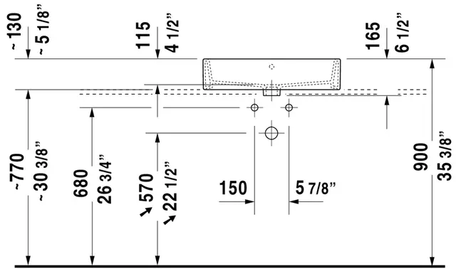 Duravit Vero Air Toppmontert servant 600x470 mm, u/bl.hull, m/overløp, Hvit 