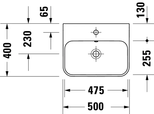 Duravit Happy D.2 Plus Toppmontert serv. 500x400 mm, u/bl.hull, m/o.l, Antrasitt 