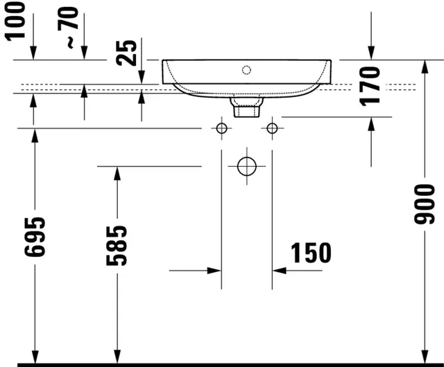 Duravit Happy D.2 Plus Toppmontert serv. 500x400 mm, u/bl.hull, m/o.l, Antrasitt 