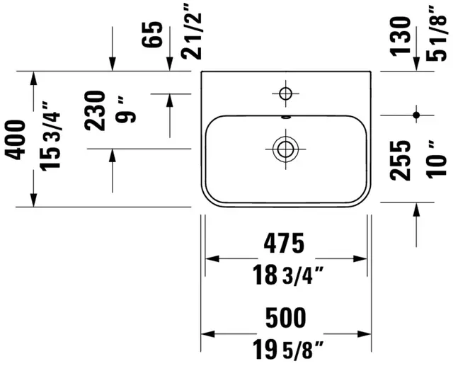 Duravit Happy D.2 Plus Toppmontert serv. 500x400 mm, u/bl.hull, m/o.l, Antrasitt 