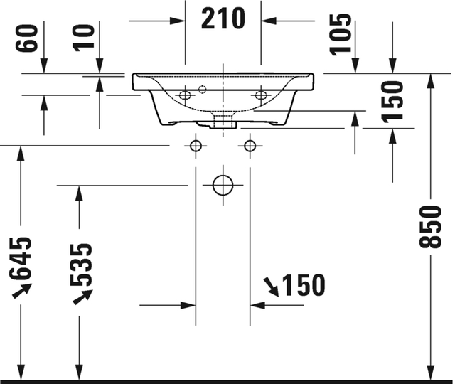 Duravit D-Neo Møbelservant 500x400 mm, u/bl.hull, m/o.l, Hvit m/WG 