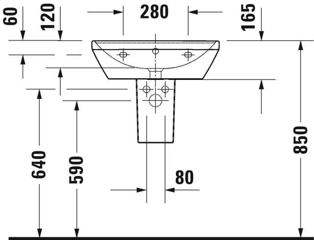 Duravit D-Neo Vegghengt Servant 550x440 mm, u/bl.hull, m/o.l, Hvit 