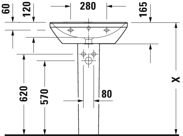 Duravit D-Neo Vegghengt Servant 600x440 mm, 1 bl.hull, m/o.l, Hvit 