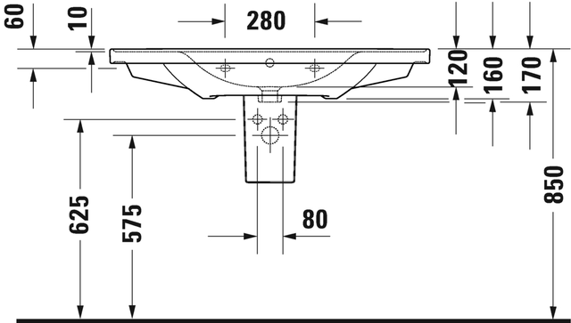 Duravit D-Neo Møbelservant 1005x480 mm, u/bl.hull, m/o.l, Hvit m/WG 