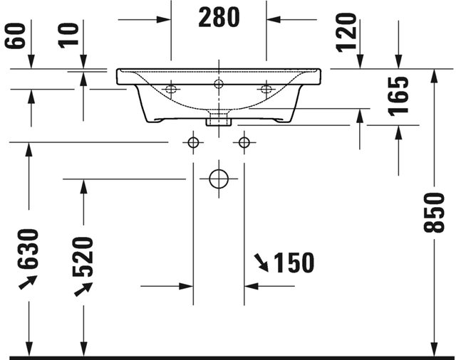 Duravit D-Neo Møbelservant 600x480 mm, u/bl.hull, m/o.l, Hvit m/WG 