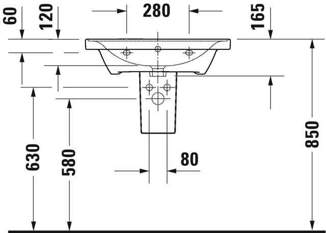 Duravit D-Neo Møbelservant 650x480 mm, 1 bl.hull, m/o.l, Hvit m/WG 