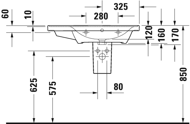 Duravit D-Neo Møbelservant 800x480 mm, u/bl.hull, m/o.l, Hvit 