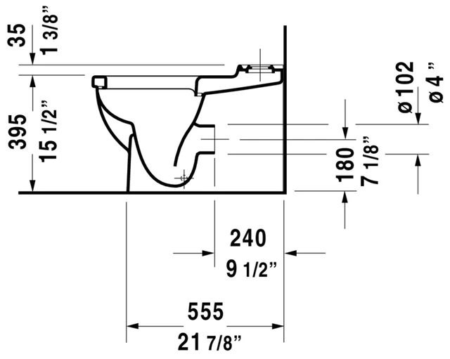 Duravit Starck 3 Gulvstående toalett 370x660 mm, Hvit med WonderGliss 