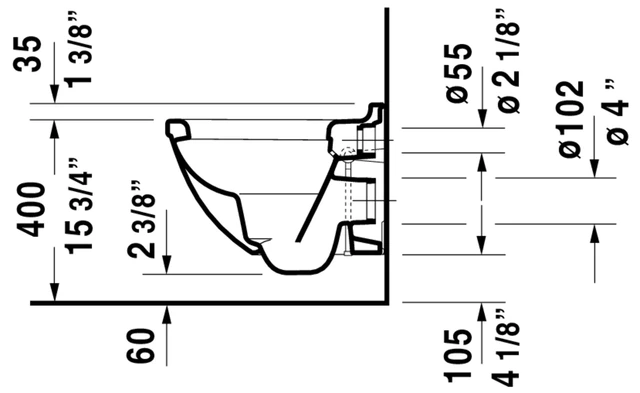 Duravit Starck 3 Compact Vegghengt toalett, 360x485 mm, skjult feste