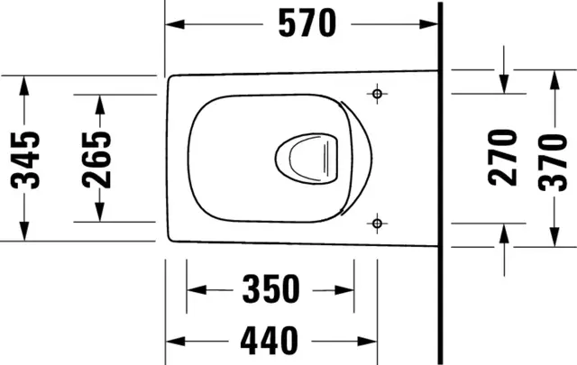 Duravit Viu Vegghengt toalett 370x570 mm, Rimless, Hvit m/HG 