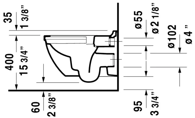 Duravit Starck 3 Vegghengt toalett 365x540 mm, Rimless, Hvit m/HG 