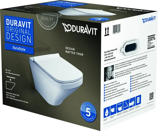 Duravit DuraStyle Toalettpakke 374x540 mm, m/sete, Hvit 