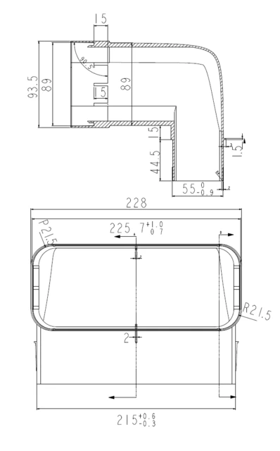 Eico Reduktionsbøjning 90x220 mm, Sort 